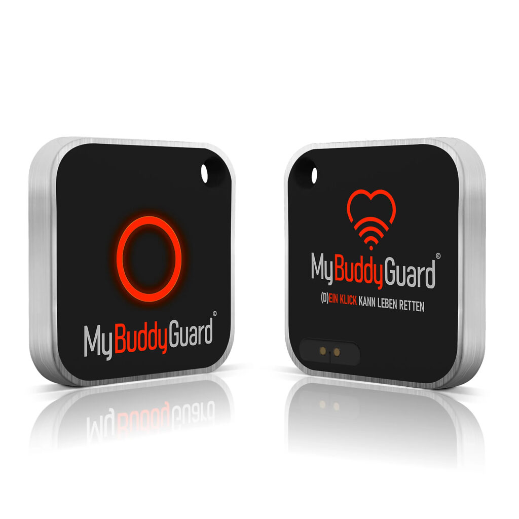 MyBuddyGuard. Ein Klick auf das kleine Gerät kann Leben retten.
